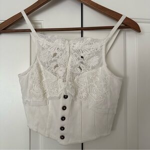 Free people coquette lace bustier crop top